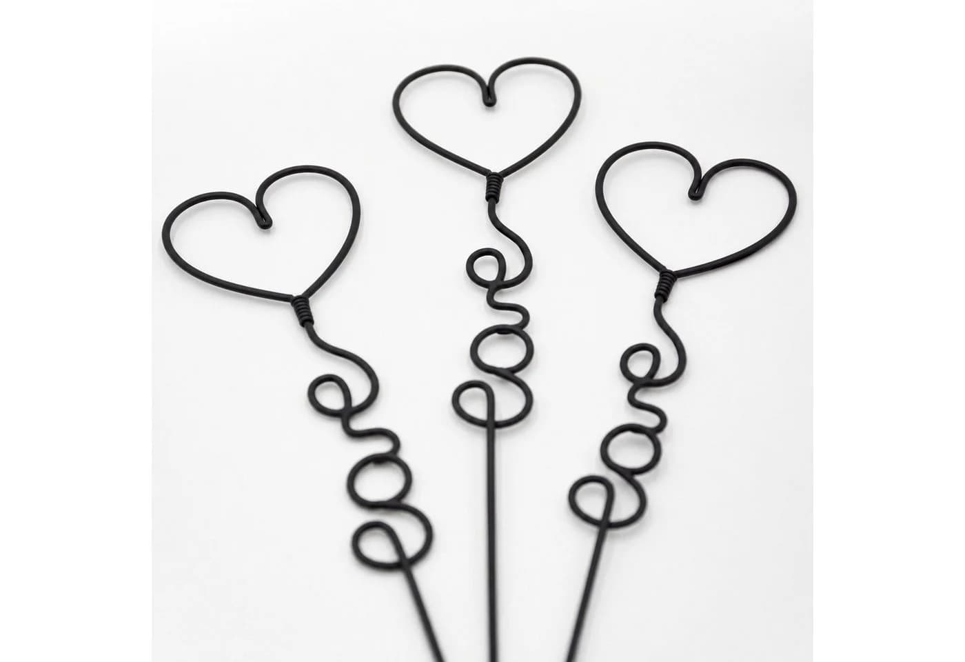 UNUS GARDEN Gartenstecker Herzen 3er Set Schwarz Metall - Bild 5