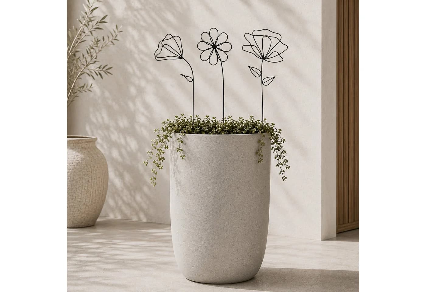 UNUS HOME Dekofigur Metallkunst Stecker Betty Blumen Set Schwarz - Bild 4