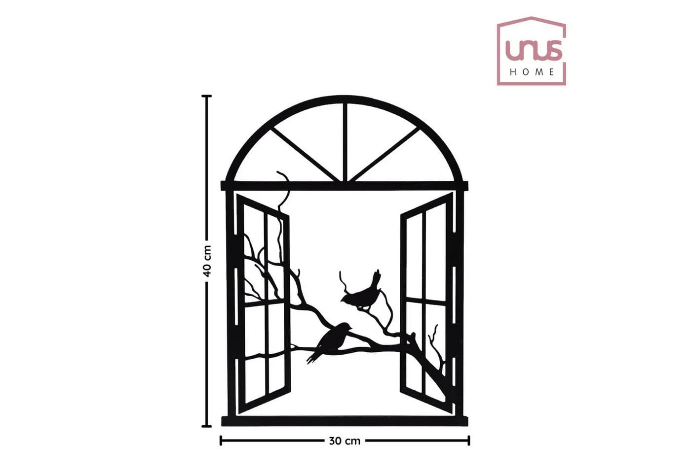 UNUS HOME Wandbild aus Metall selbstklebend Fenster mit Vögeln 30x40 cm - Bild 5