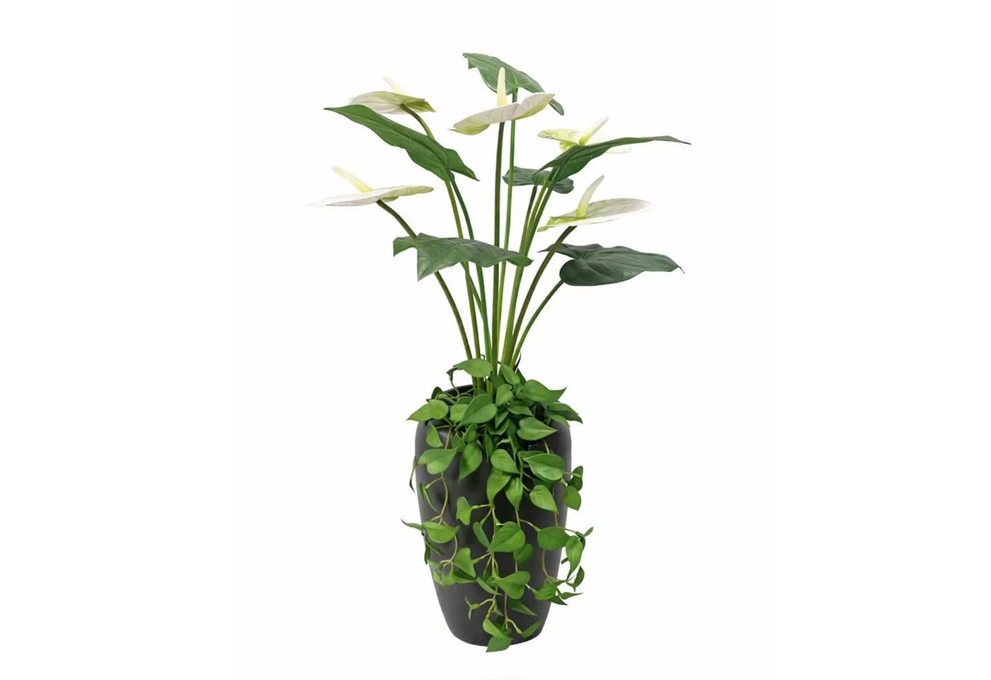 UNUS HOME Kunstpflanze Anthurie Weiß mit Vase - Bild 2