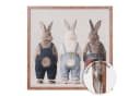 UNUS HOME Wandbild Hasen mit Latzhose 60x60cm 3D Effekt Wollschwänzchen Bild 2