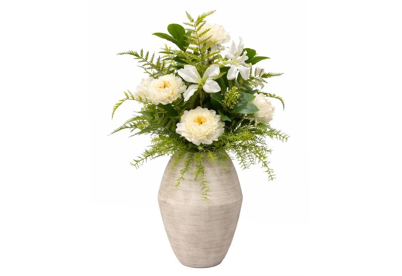 UNUS HOME Kunstpflanze mit Vase Blumengesteck Weiß/Grün - Bild 2