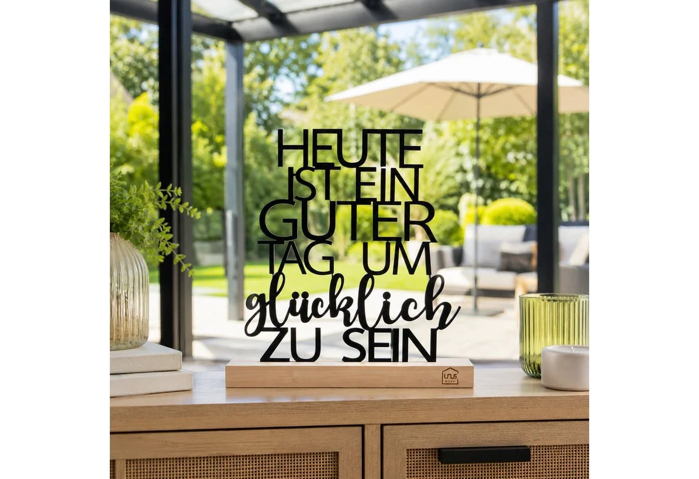 UNUS HOME Deko Aufsteller Metall Holz Sockel Inspirierender Schriftzug - Bild 3