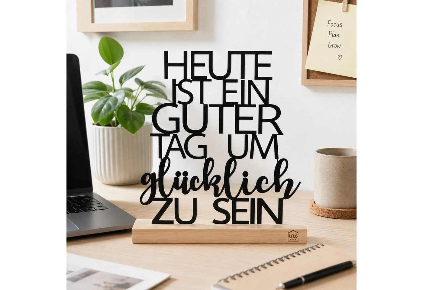 UNUS HOME Deko Aufsteller Metall Holz Sockel Inspirierender Schriftzug - Bild 4