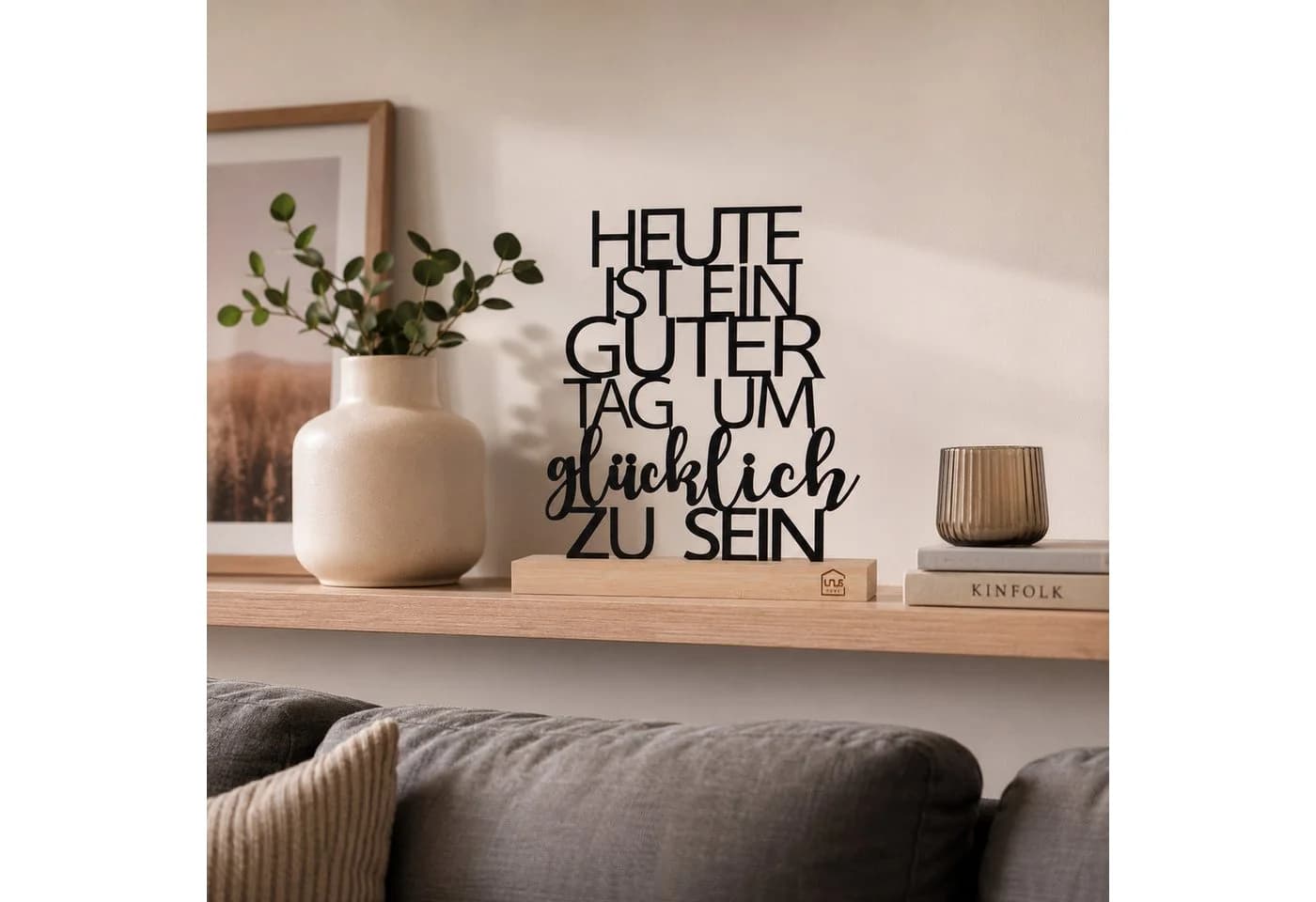 UNUS HOME Deko Aufsteller Metall Holz Sockel Inspirierender Schriftzug - Bild 5