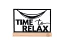 UNUS HOME Dekofigur „Time to Relax“ Schriftzug Metall Holzsockel Bild 2