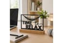 UNUS HOME Dekofigur „Time to Relax“ Schriftzug Metall Holzsockel Bild 4