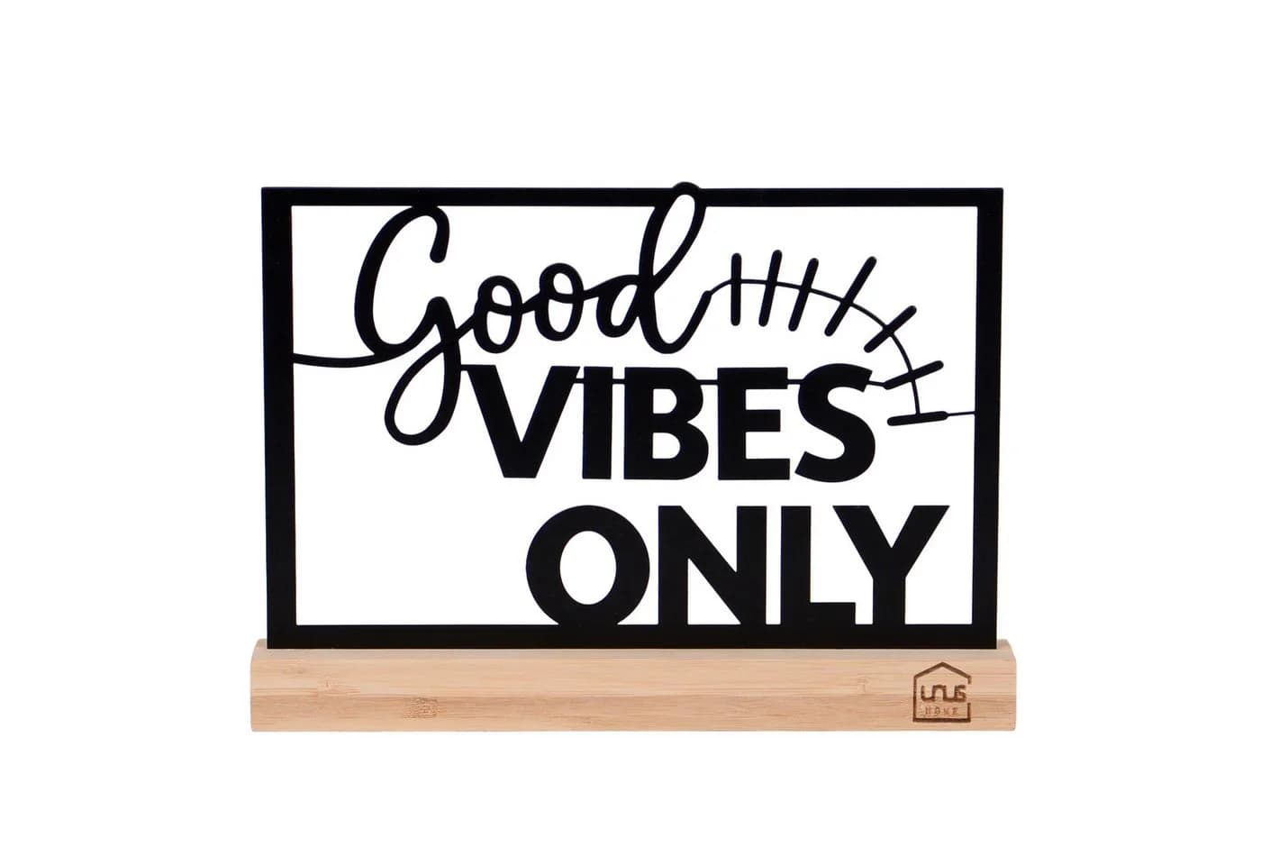 UNUS HOME Deko Aufsteller Good Vibes Only Metall Holz Schwarz - Bild 2