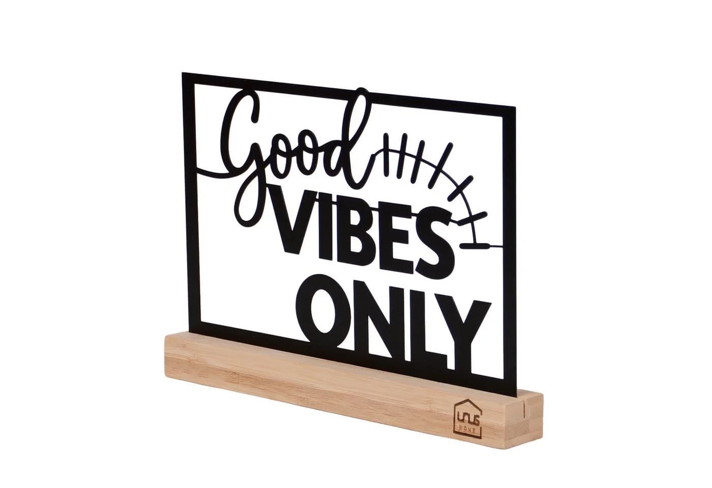 UNUS HOME Deko Aufsteller Good Vibes Only Metall Holz Schwarz - Bild 5