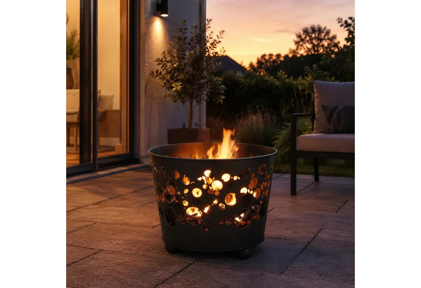 UNUS GARDEN Feuerkorb Enno Schwarz Metall Lochmuster - Bild 5