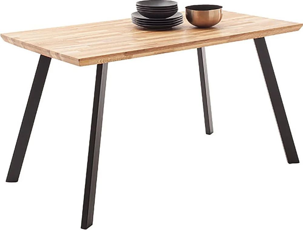 MCA LIVING Esstisch Zeballos Massivholz Zerreiche Schwarz Beige - Bild 3