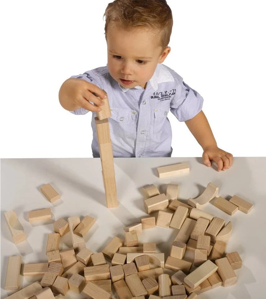 Eichhorn Natur Spielbausteine 100 St. Beige Holz Made in Germany - Bild 3