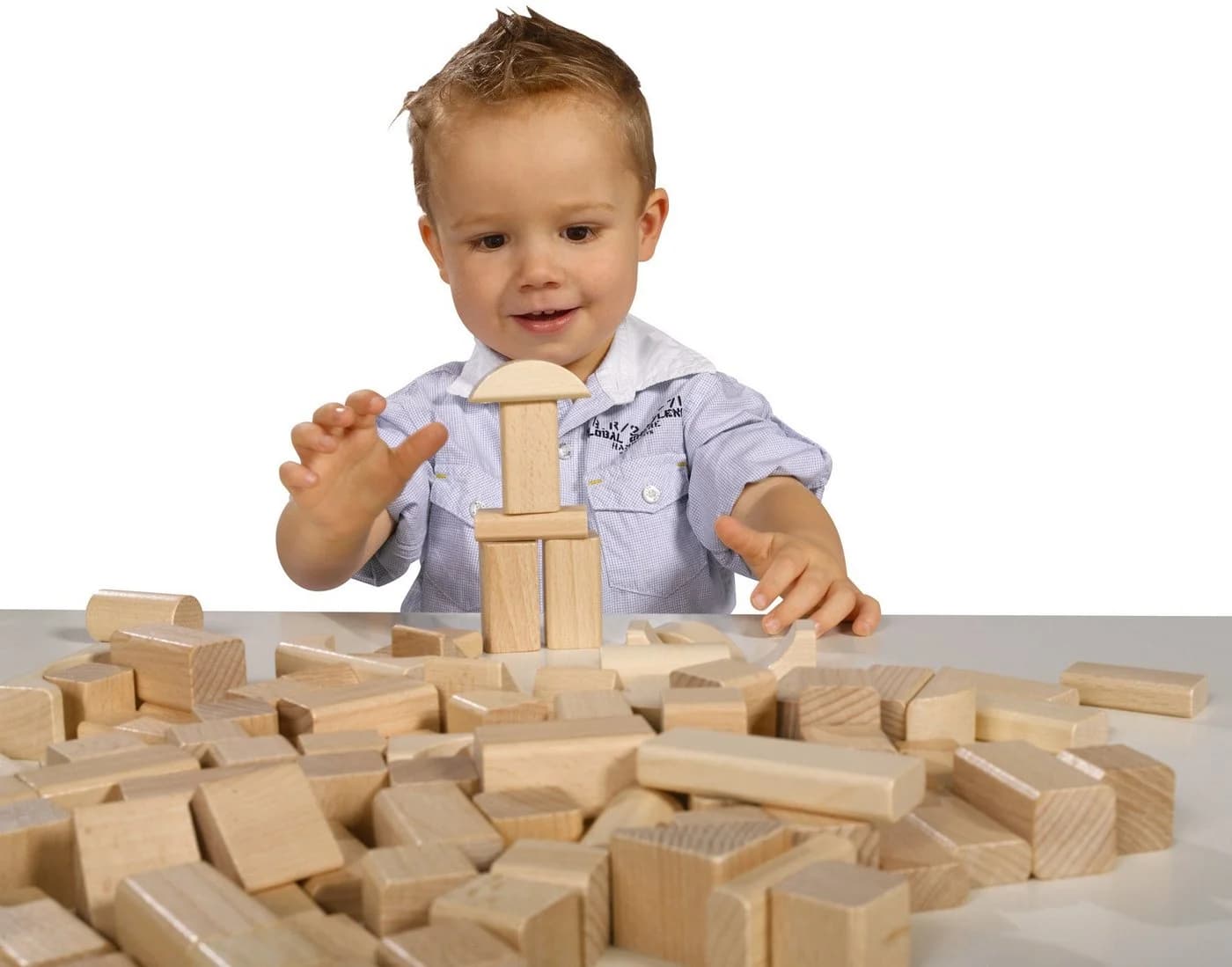 Eichhorn Natur Spielbausteine 100 St. Beige Holz Made in Germany - Bild 4