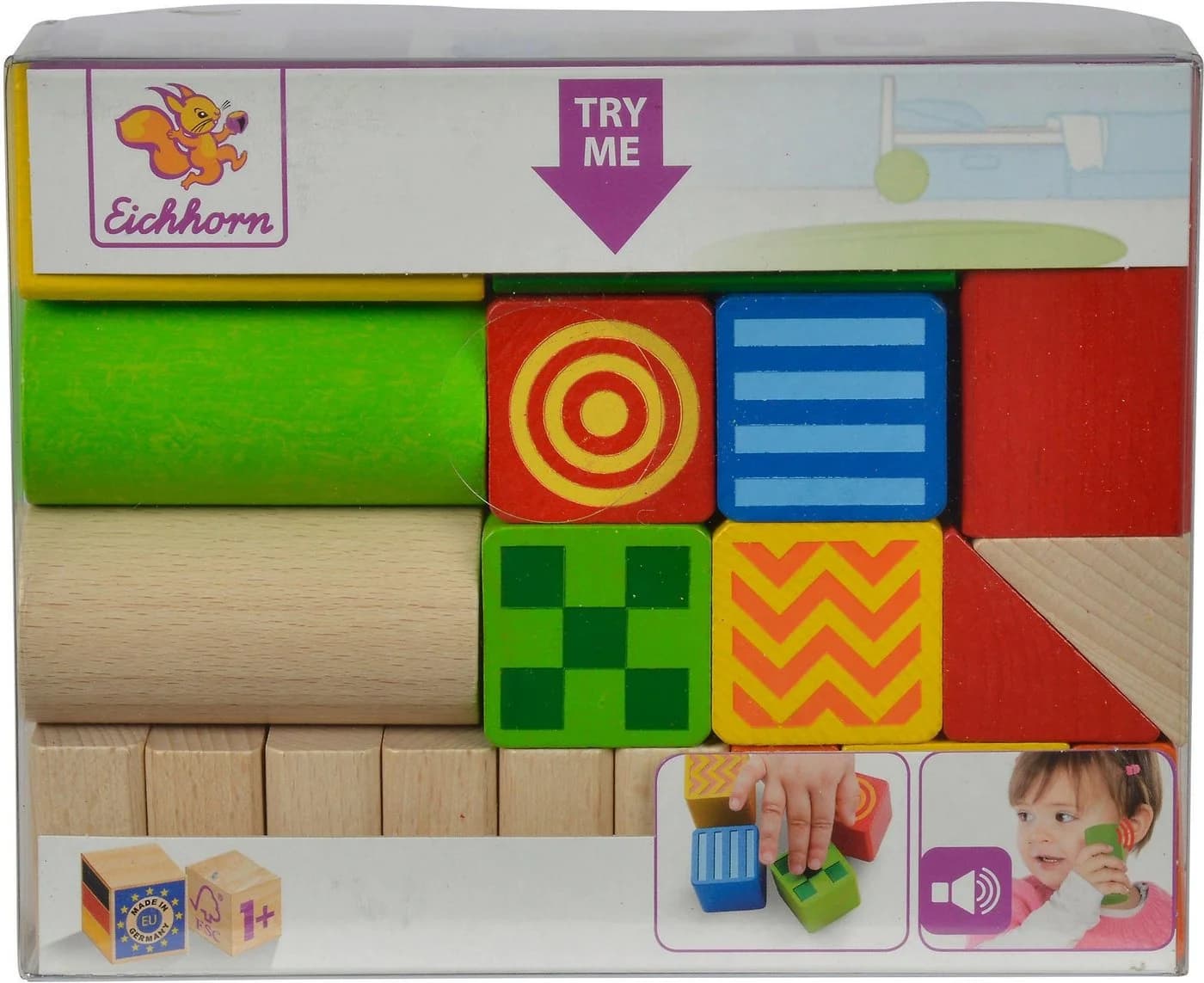 Eichhorn Baby Fühl- und Klangbausteine 20-tlg. Bunt Holz