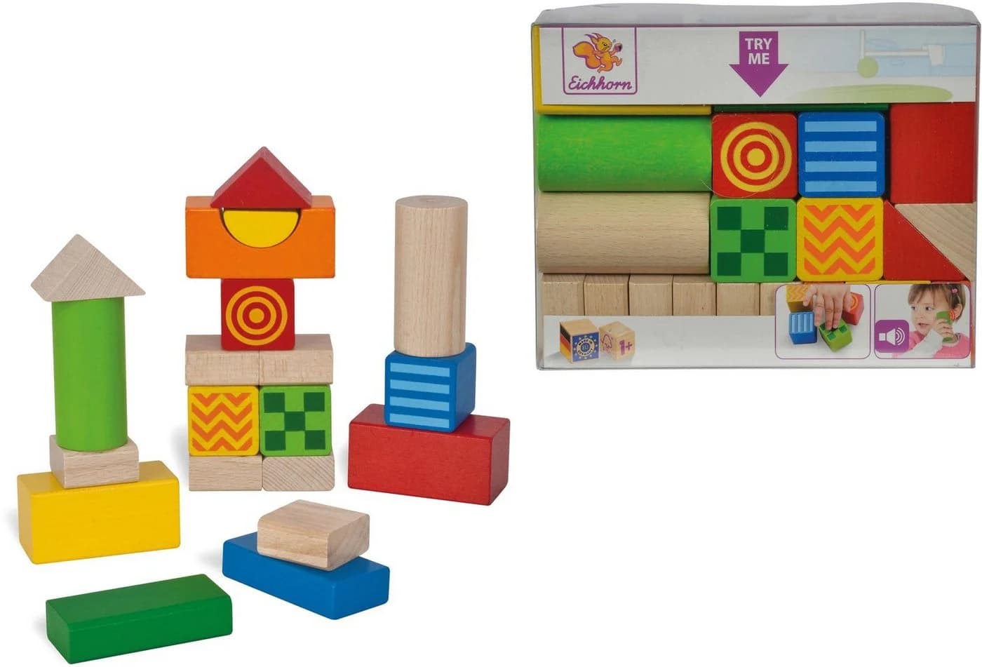 Eichhorn Baby Fühl- und Klangbausteine 20-tlg. Bunt Holz - Bild 2