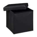 relaxdays Faltbarer Sitzhocker Schwarz Kunstleder mit Stauraum Bild 3