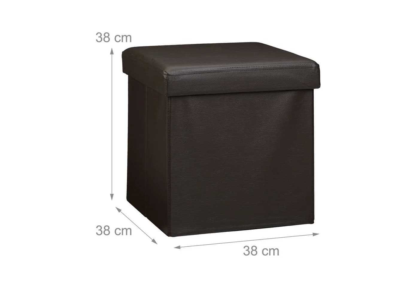 relaxdays Faltbarer Sitzhocker mit Stauraum, Kunstleder, Braun - Bild 4