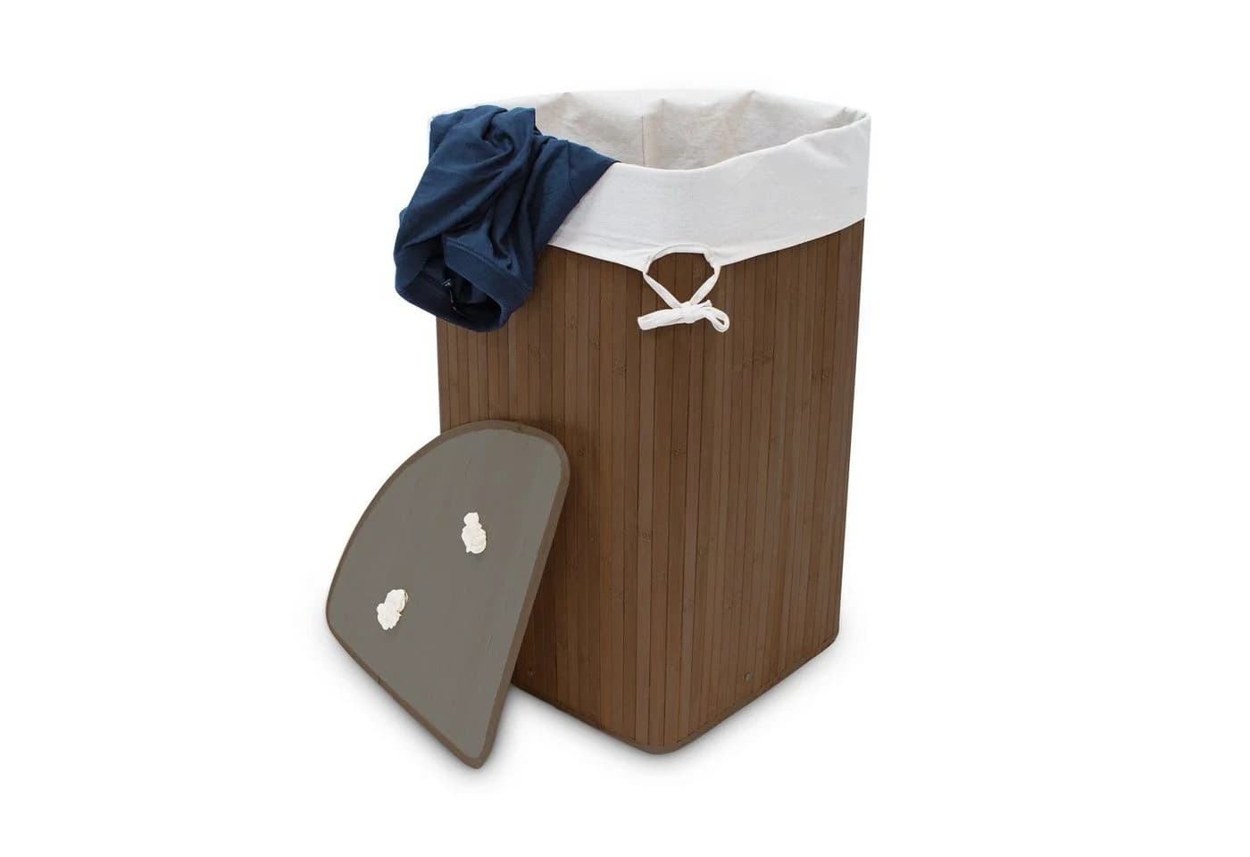 relaxdays Eckwäschekorb Bambus Faltbar mit Deckel Braun - Bild 2