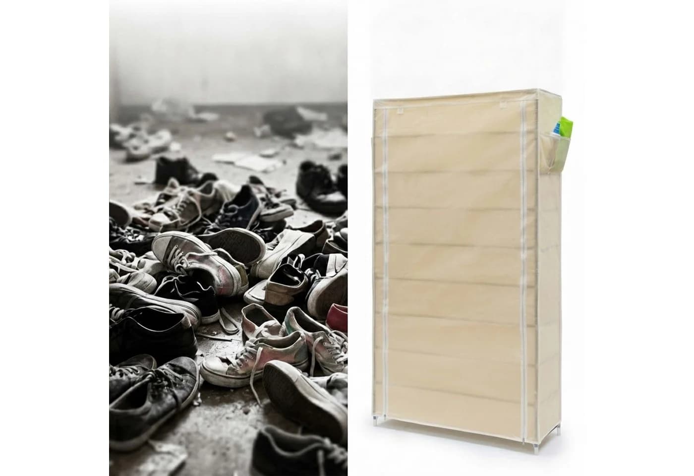 relaxdays Schuhschrank VALENTIN hoch Beige 9 Ablagen - Bild 3