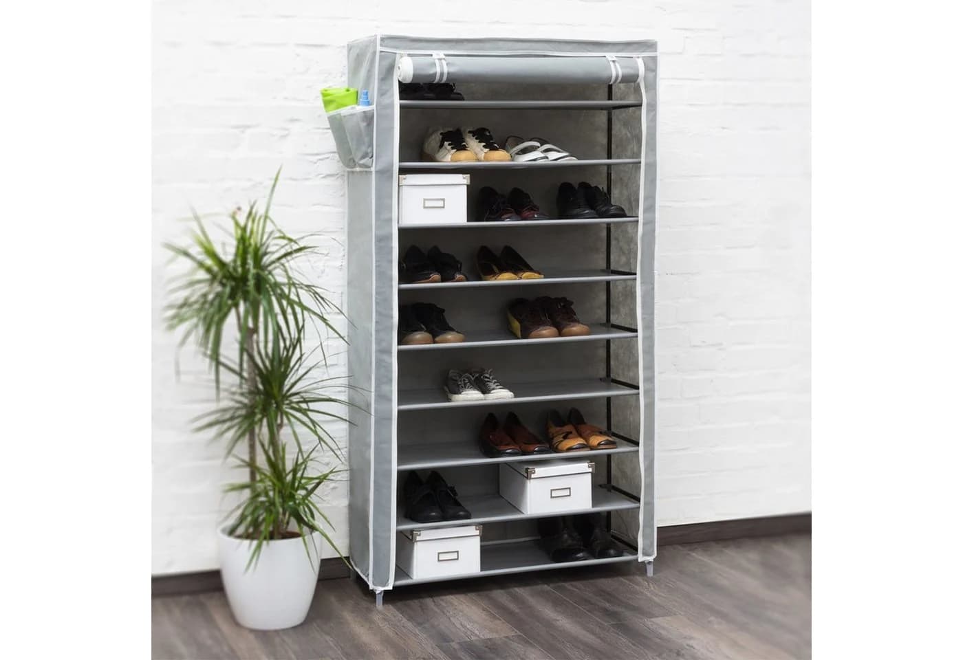relaxdays Schuhschrank VALENTIN hoch Anthrazit 45 Paar - Bild 1