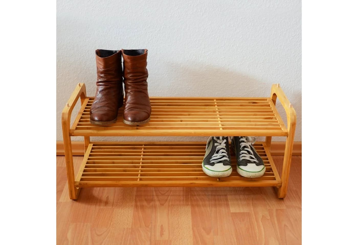 relaxdays Schuhregal Bambus 6 Paar Natur