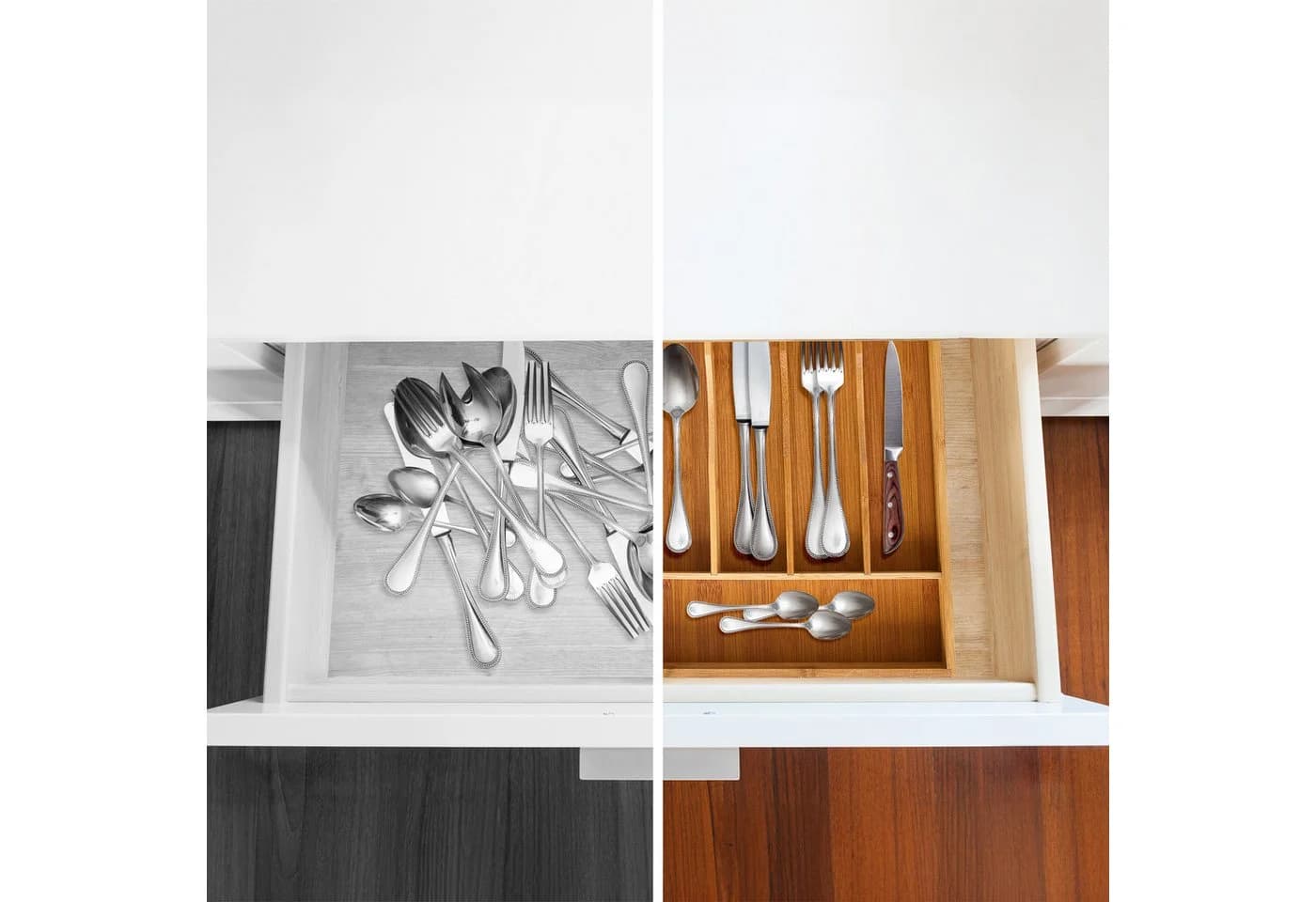 relaxdays Besteckkasten Bambus Organizer 5 Fächer - Bild 5