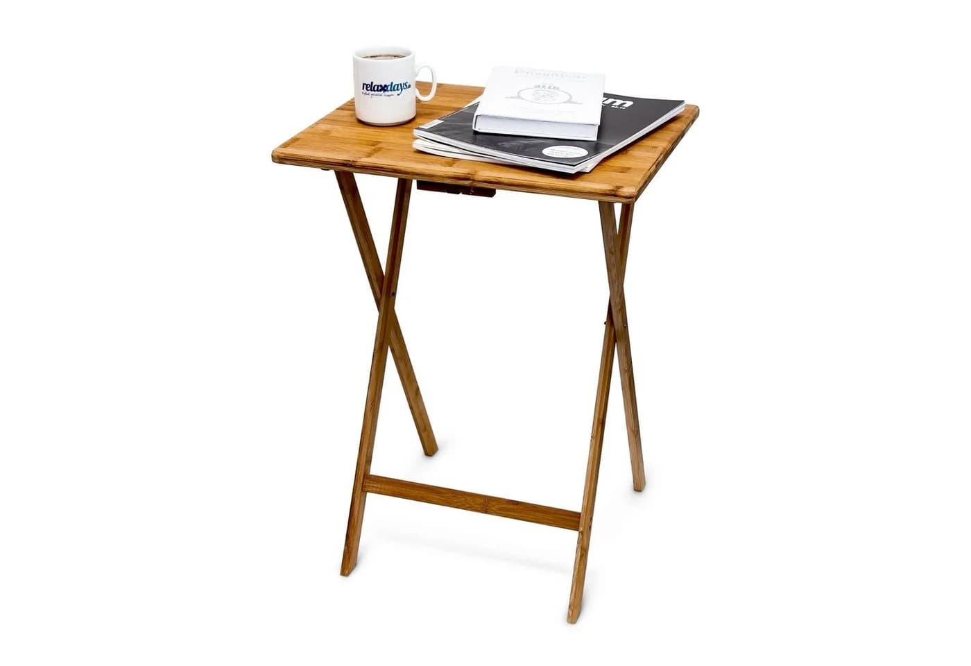 relaxdays Klapptisch Beistelltisch Bambus Klappbar Braun - Bild 2