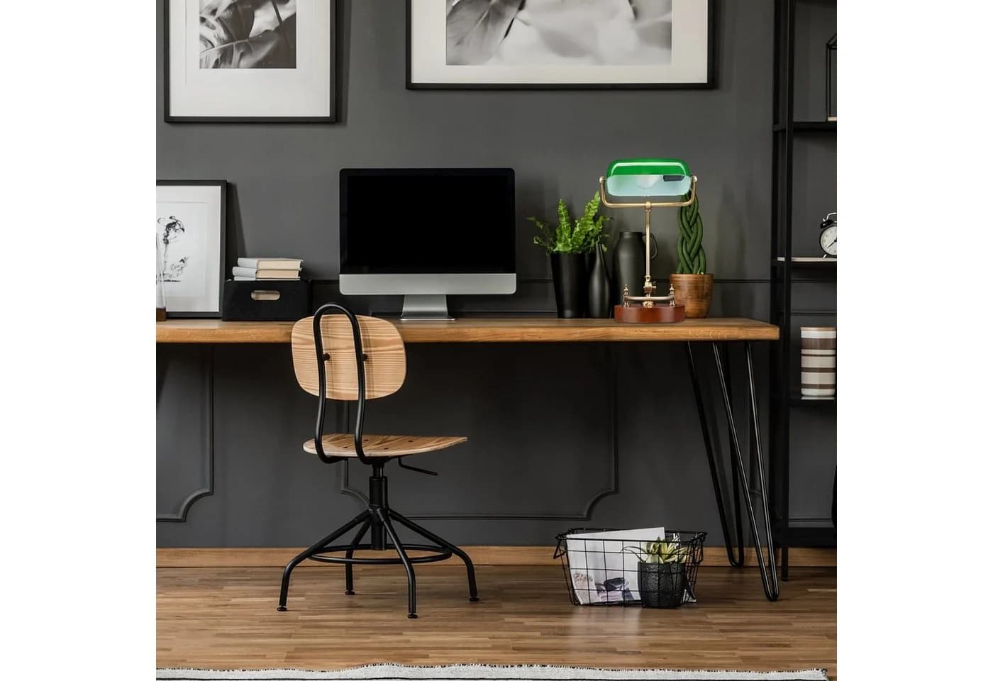 relaxdays Bankerlampe Tischleuchte Grün Braun Art Déco - Bild 5