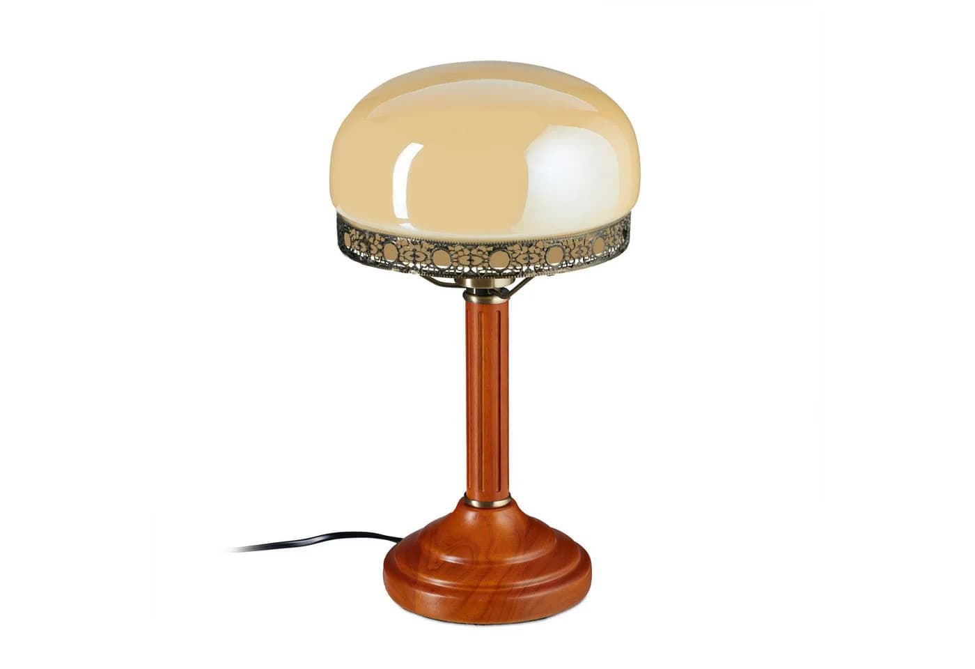 relaxdays Tischleuchte Beige Antik Look Glas Holz Metall - Bild 2