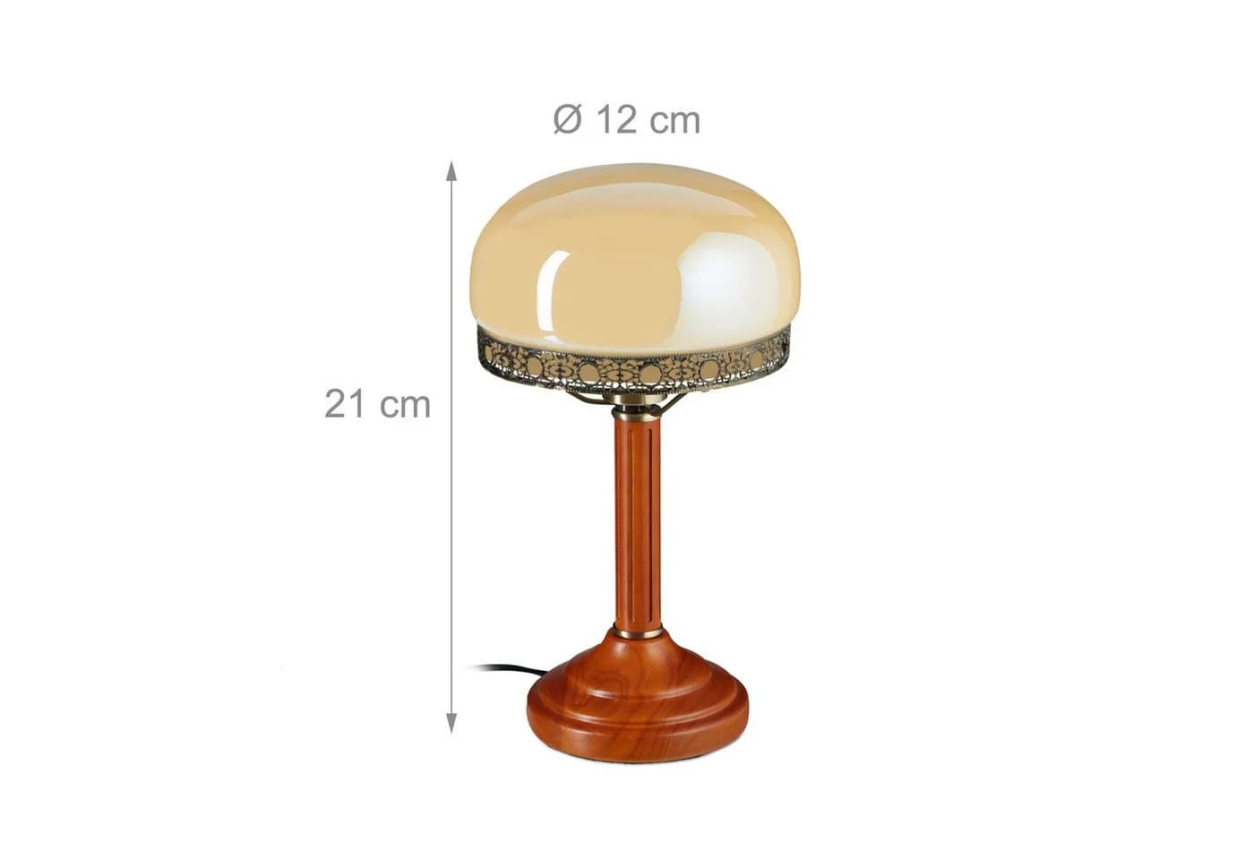 relaxdays Tischleuchte Beige Antik Look Glas Holz Metall - Bild 4