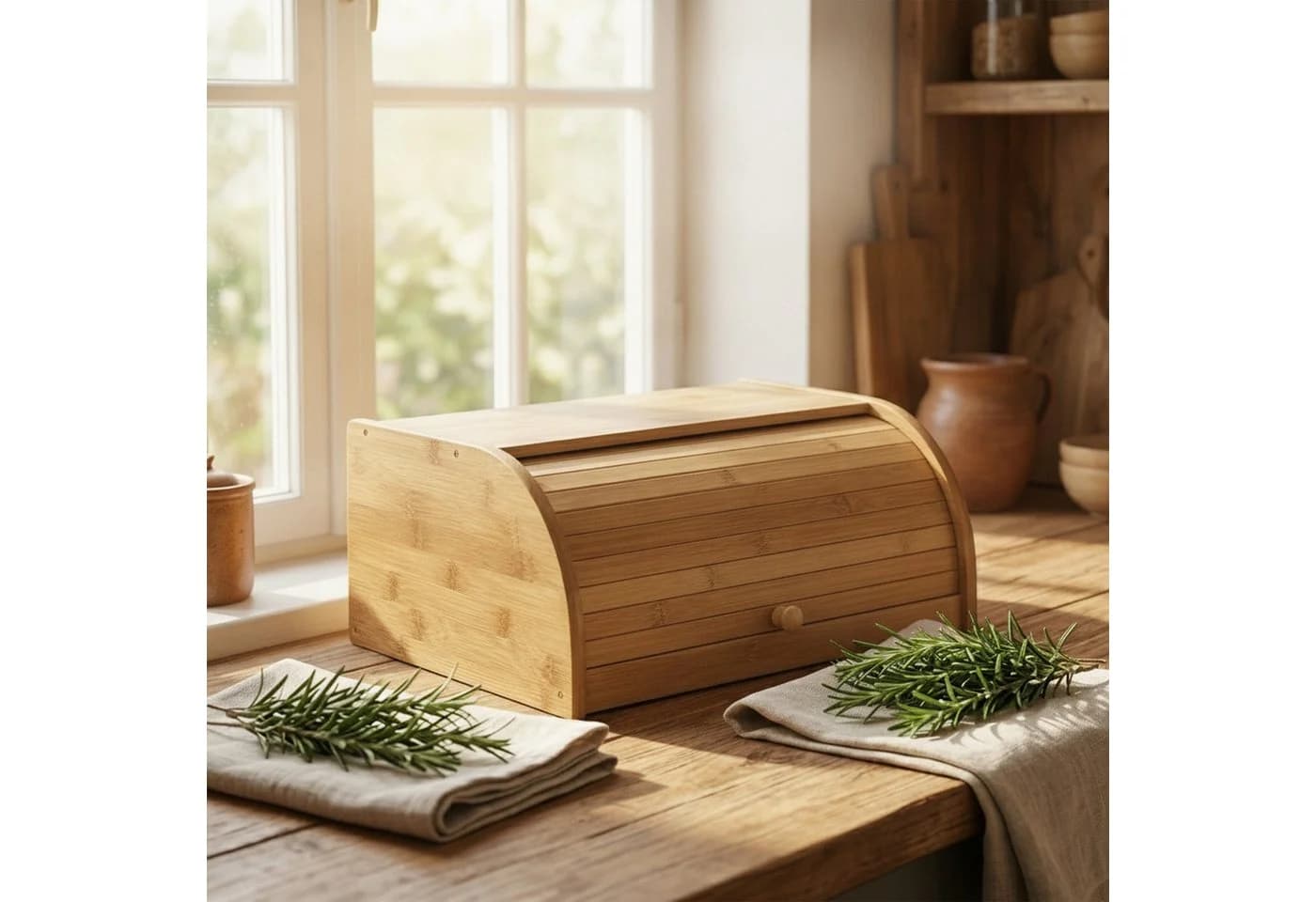 relaxdays Brotkasten Bambus mit Rolldeckel - Bild 5