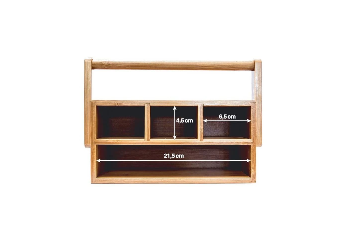 relaxdays Schreibtisch Organizer Bambus 4 Fächer mit Henkel - Bild 4