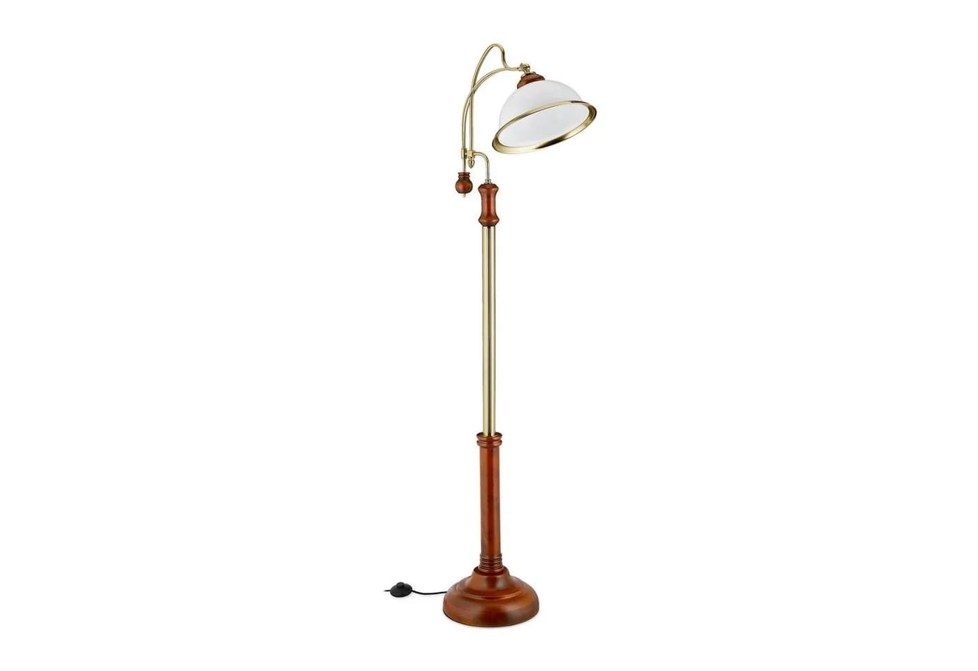 relaxdays Stehlampe Jugendstil Braun Gold Weiß mit Trittschalter - Bild 2