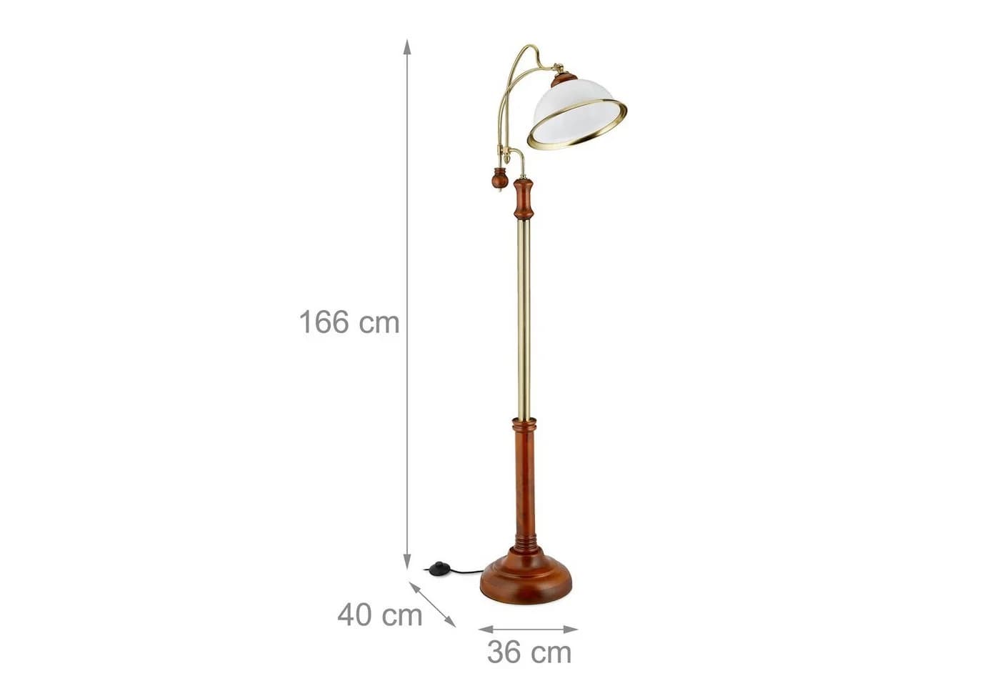 relaxdays Stehlampe Jugendstil Braun Gold Weiß mit Trittschalter - Bild 4