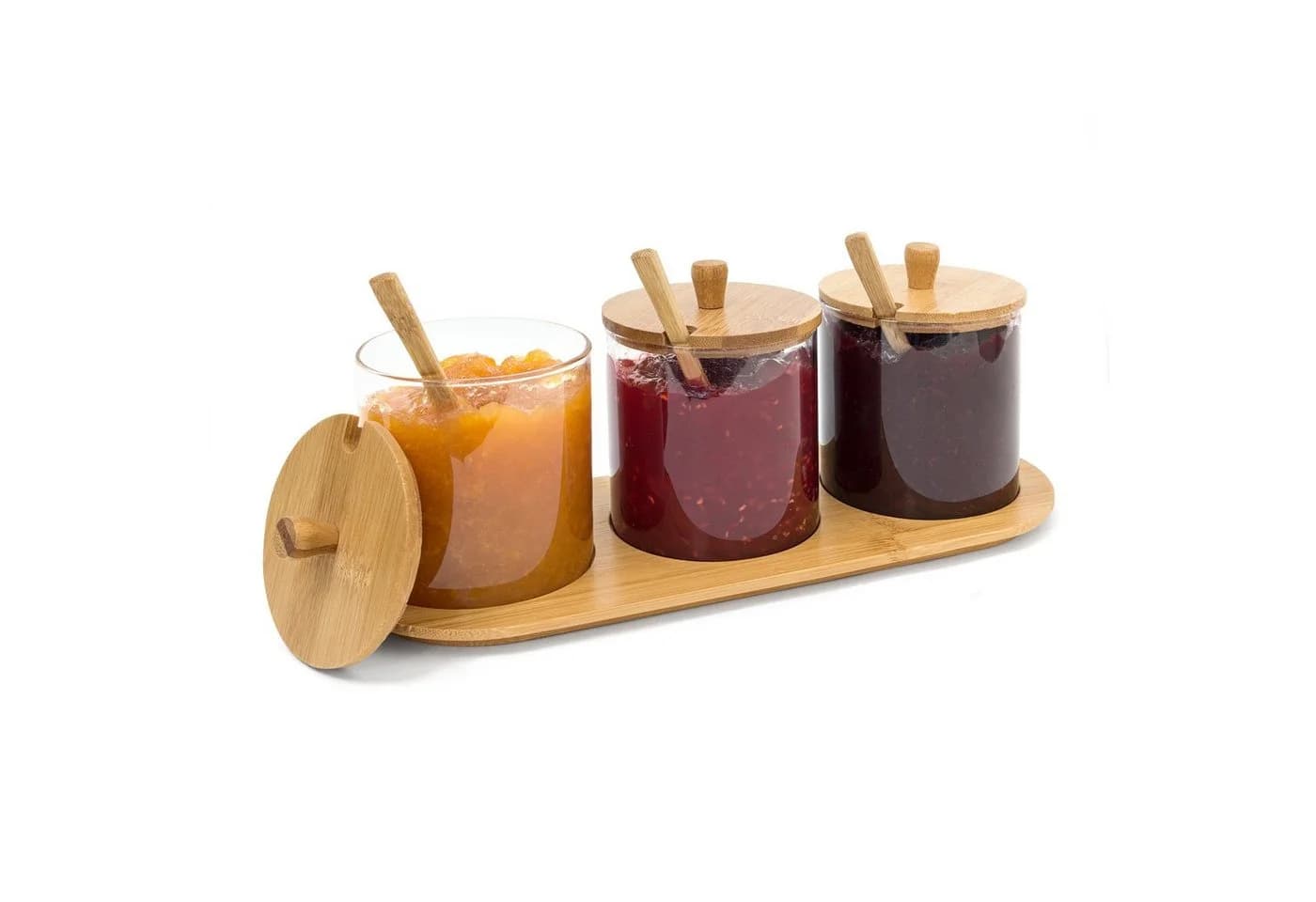 relaxdays Gewürzständer JIAO mit 3 Gläsern Bambus Glas - Bild 4