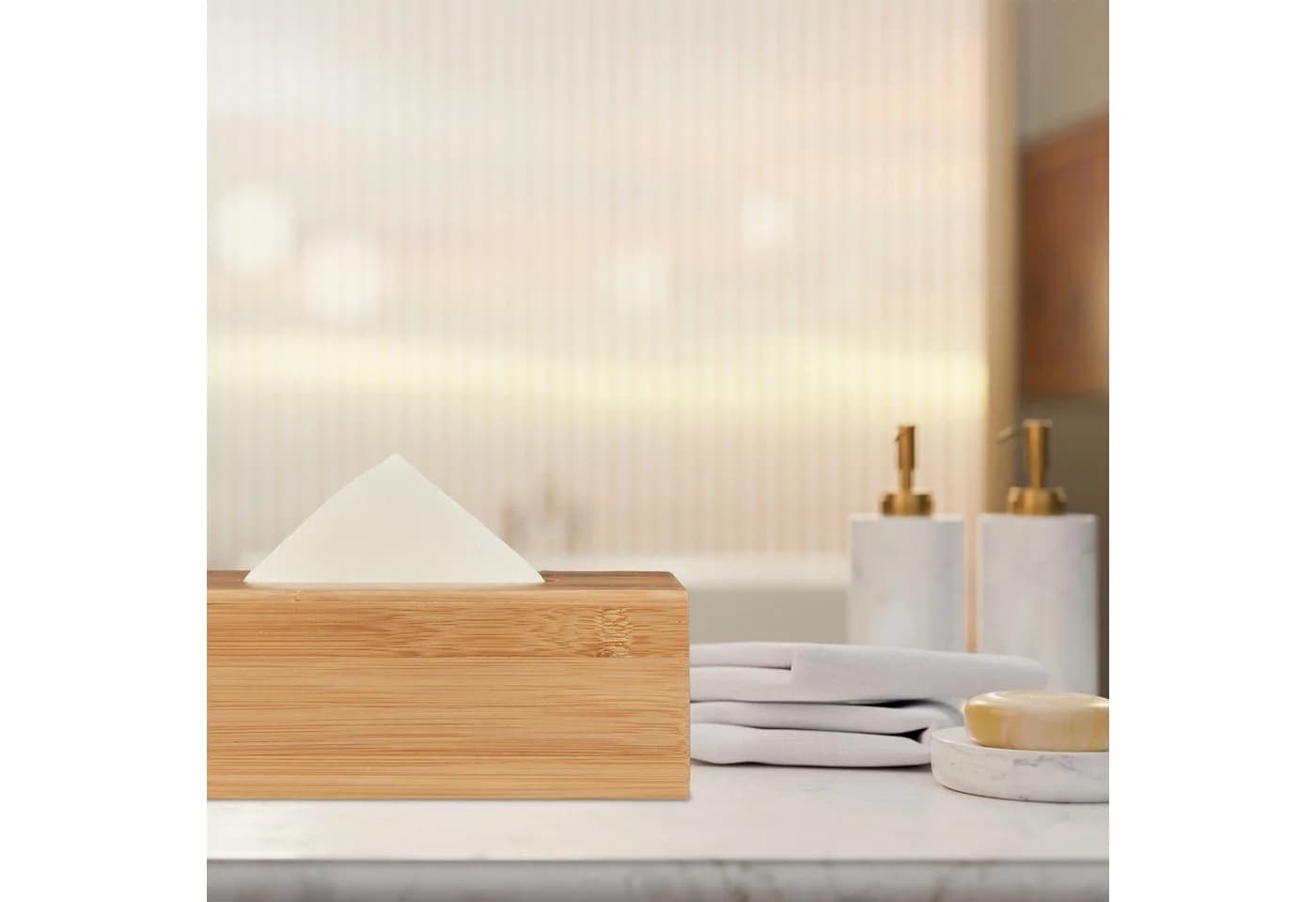 relaxdays Papiertuchbox Kosmetiktücherbox aus Bambus Natur - Bild 5