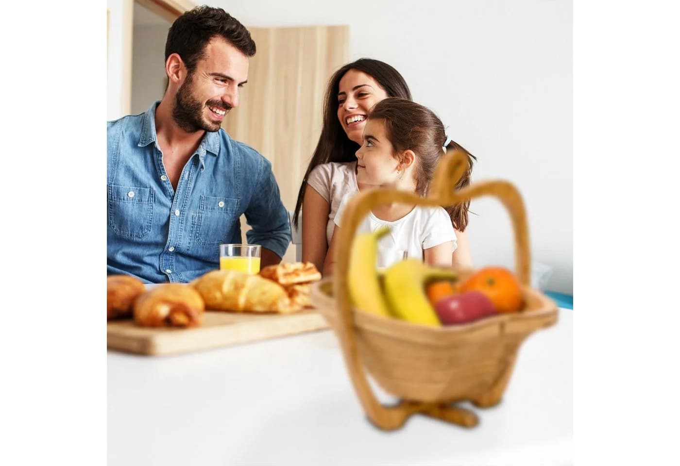 relaxdays Obstschale Faltkorb Apfel aus Bambus Braune Dekoschale - Bild 3