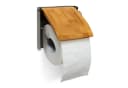 relaxdays Toilettenpapierhalter Bambus & Edelstahl Wandhalter Bild 2