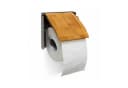 relaxdays Toilettenpapierhalter Bambus & Edelstahl Wandhalter Bild 5