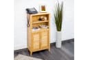 relaxdays Midischrank LAMELL Bambus Badezimmerschrank mit Lamellen-Türen Bild 3