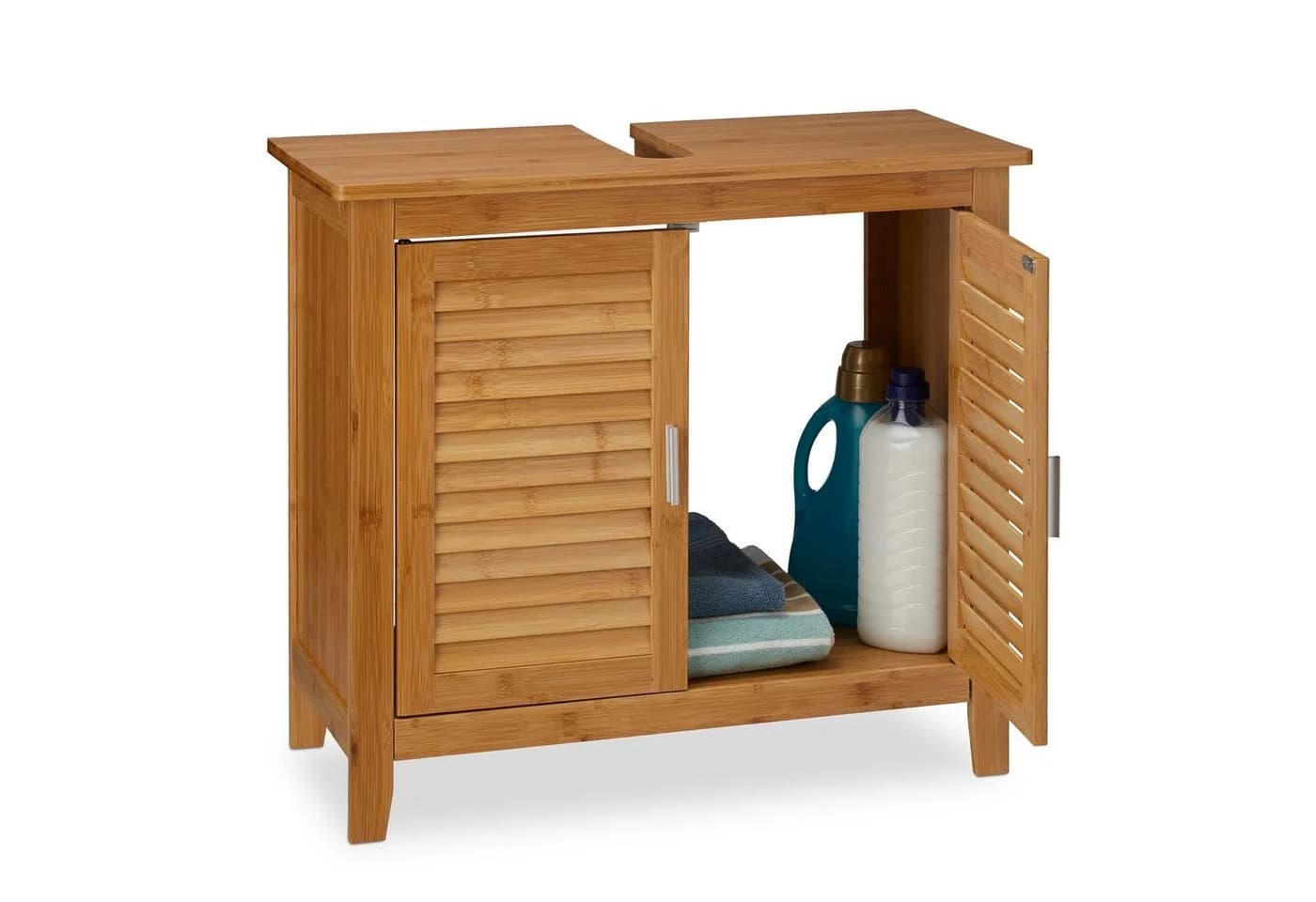 relaxdays Waschbeckenunterschrank LAMELL Bambus Natur - Bild 2