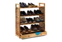relaxdays Schuhregal Walnuss mit Schublade Landhaus Stil Bild 2