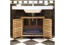 relaxdays Waschbeckenunterschrank Walnuss Massivholz mit Gitteroptik Bild 1