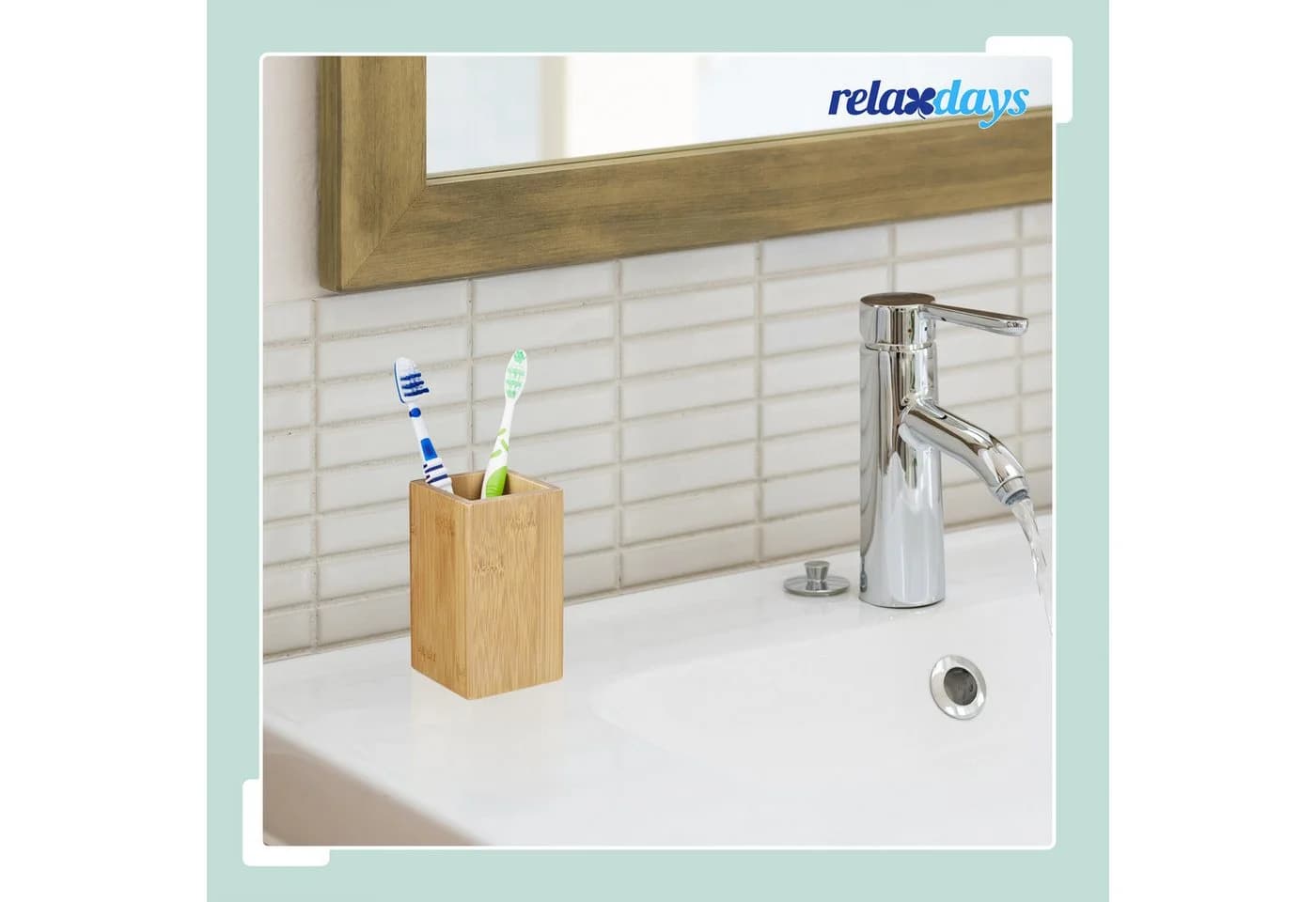 relaxdays Zahnputzbecher Bambus Natur Hygienisch