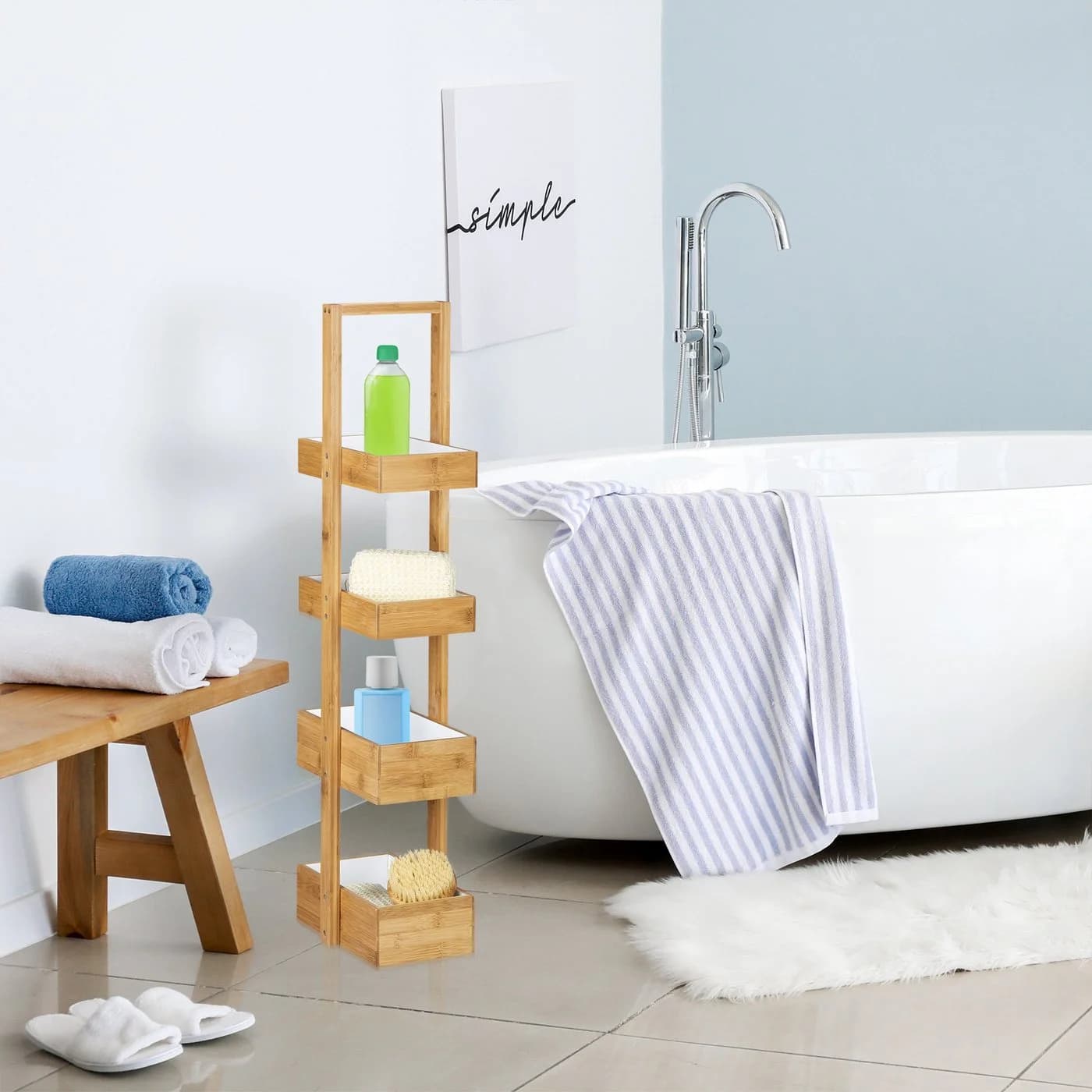 relaxdays Bambus Badregal 4 Ablagen Freistehend - Bild 5