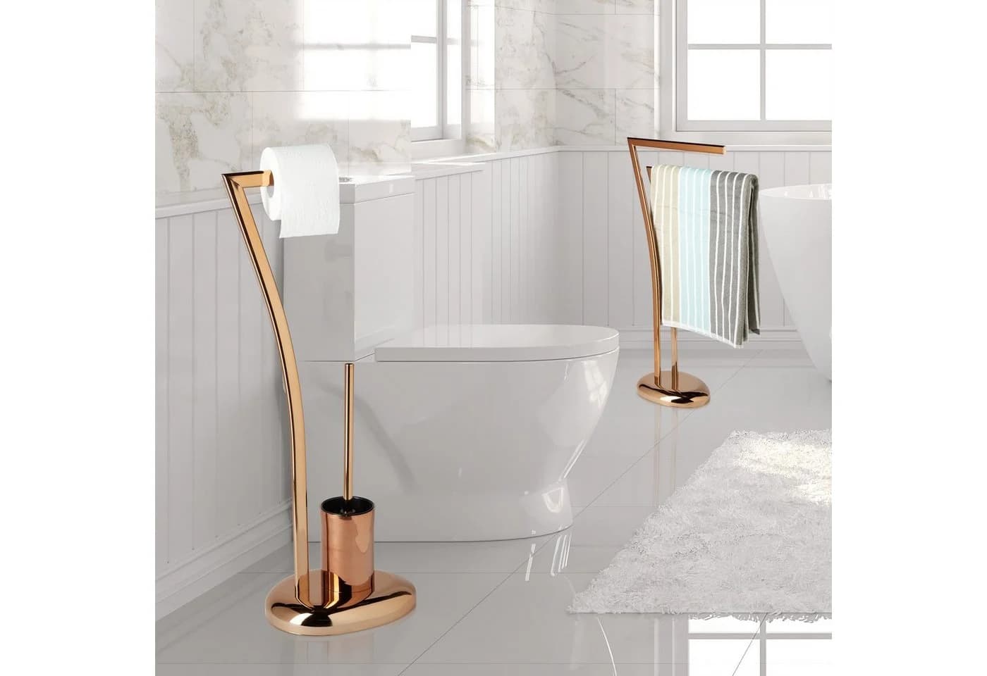 relaxdays Toilettenpapierhalter Stand WIMEDO WC Garnitur Kupfer - Bild 5