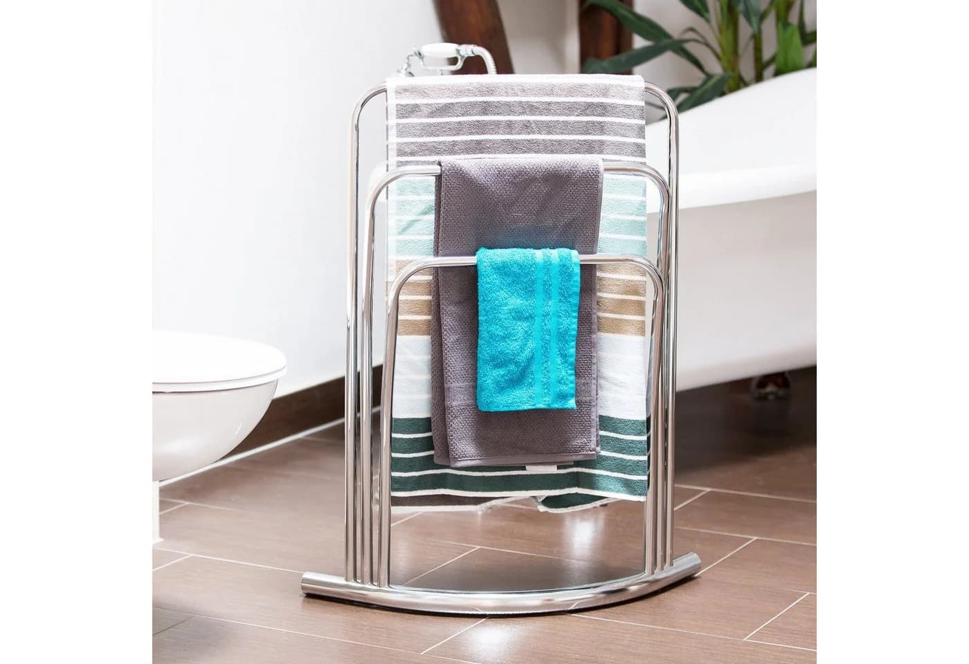 relaxdays Handtuchständer CURVY Edelstahl-Optik Modern