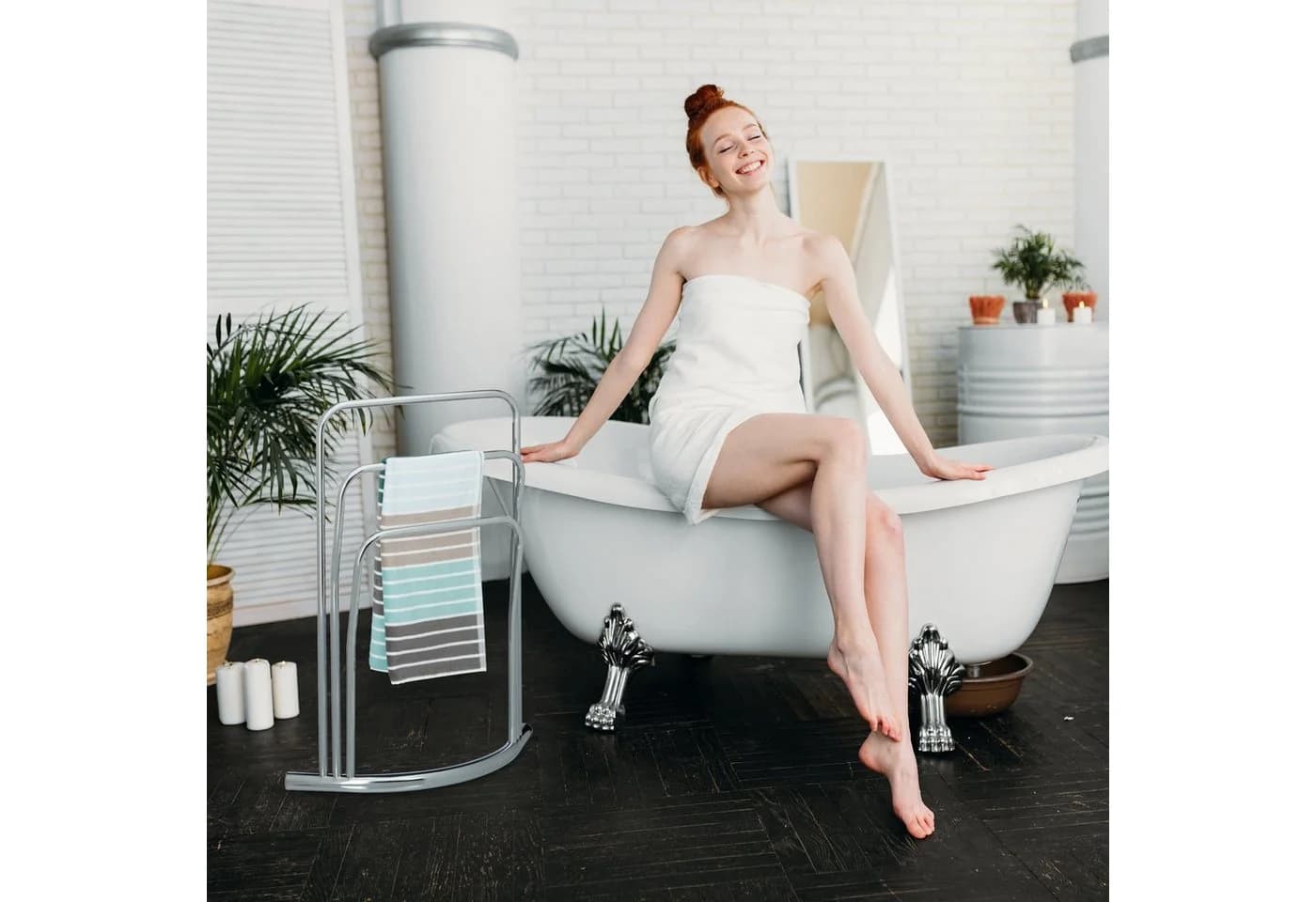 relaxdays Handtuchständer CURVY Edelstahl-Optik Modern - Bild 5