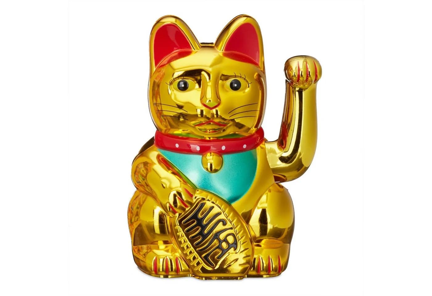 relaxdays Maneki Neko Winkekatze Gold Batteriebetrieben Glücksbringer - Bild 2