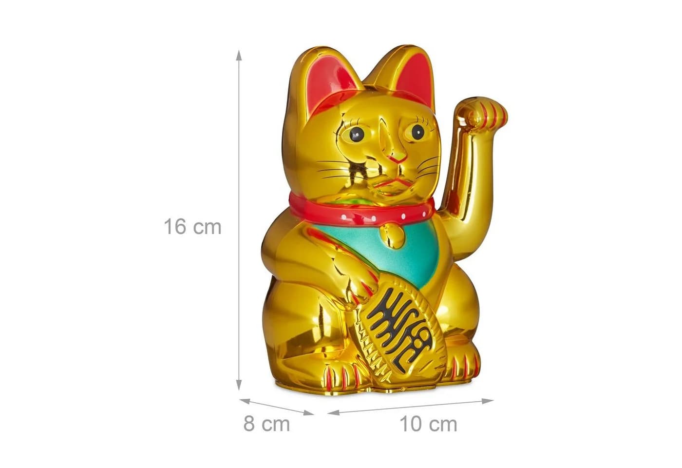 relaxdays Maneki Neko Winkekatze Gold Batteriebetrieben Glücksbringer - Bild 4